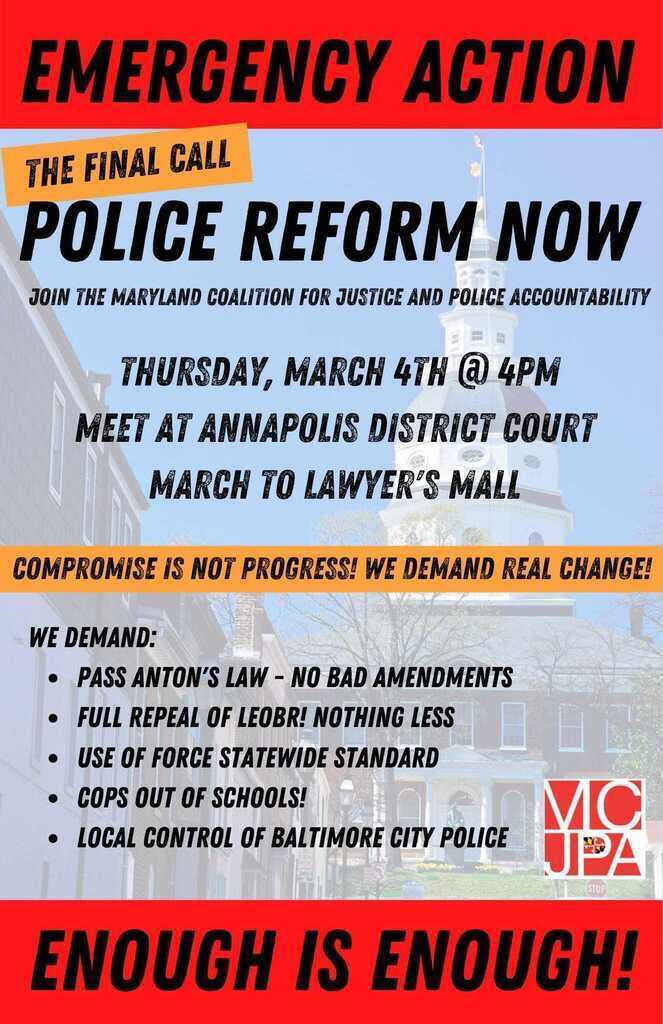 Progressive Maryland Rally For Police Reform Maryland Now Maryland